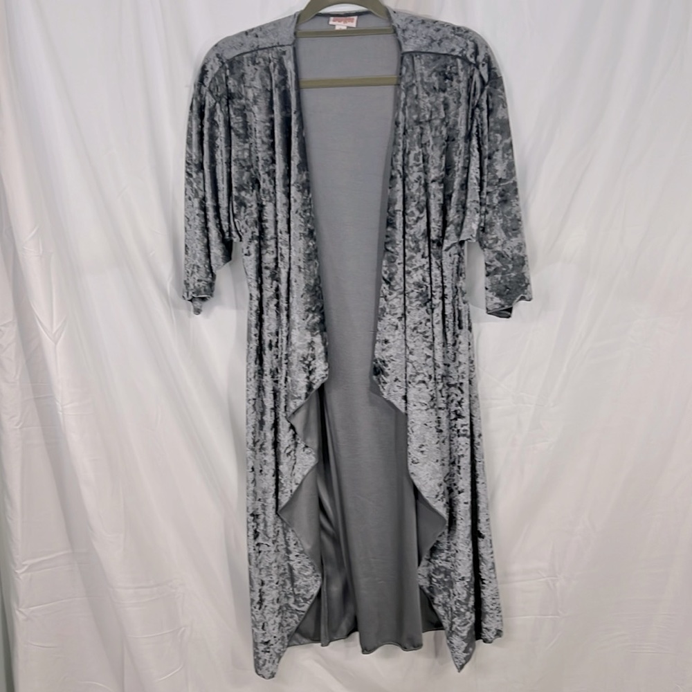 Silver Crushed Velvet LuLaRoe Shirley, Elegant Collection, size Small